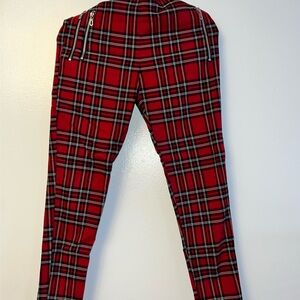 Zara Red and Black Plaid Skirt